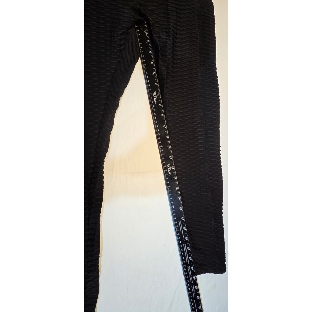 Unbranded Honeycomb Textured Leggings Womens M Black Good Ruched Butt Lift